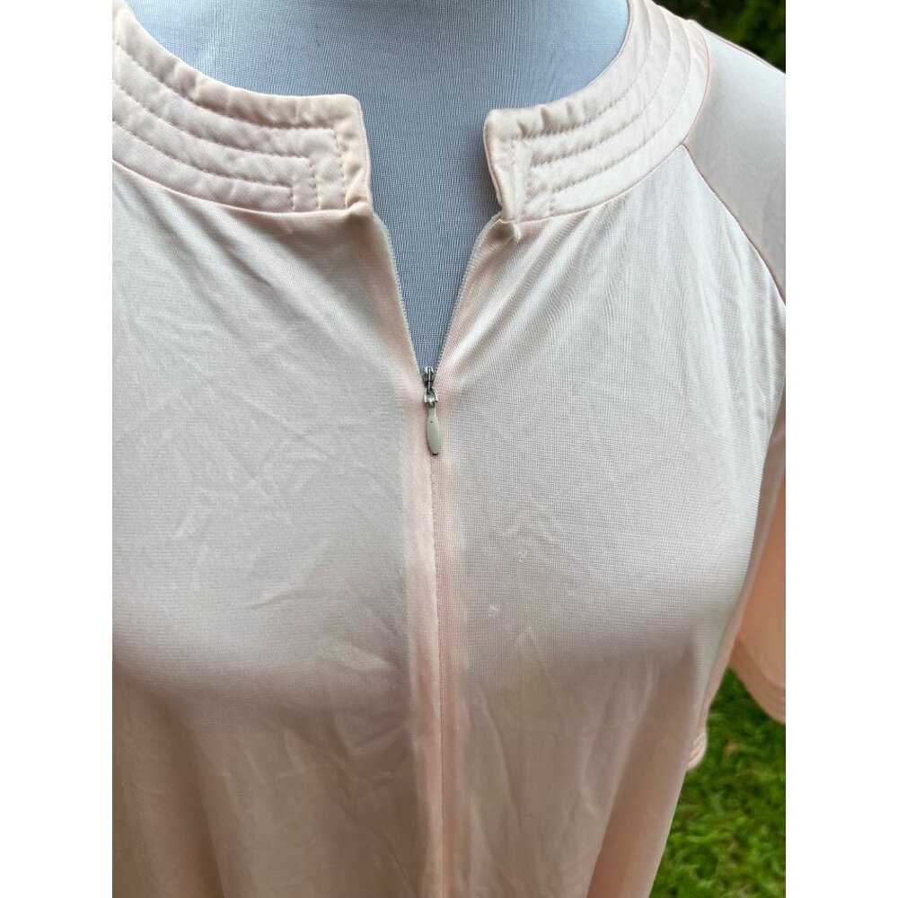 Vintage Vanity Fair Pink Peach Zip Hostess Robe Dress Medium - Picture 2 of 8